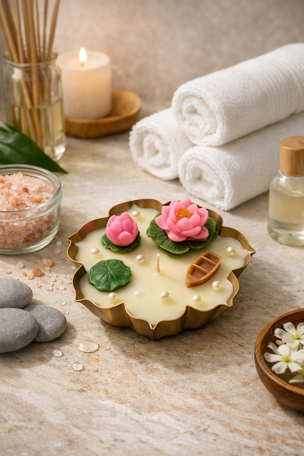 5.5-inch Royal Serenity Lotus Urli Candle