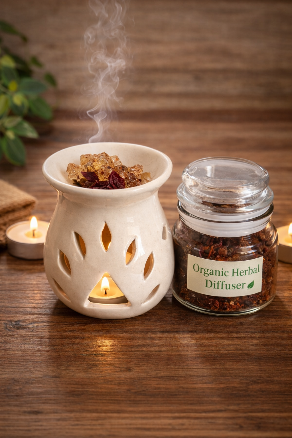 Organic Camphor Diffuser & Creamic Diffuser Gift Set