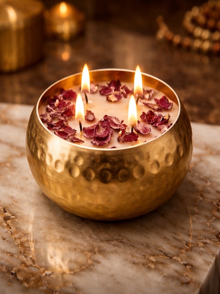 Rose Vanilla – Hammered Brass Candle